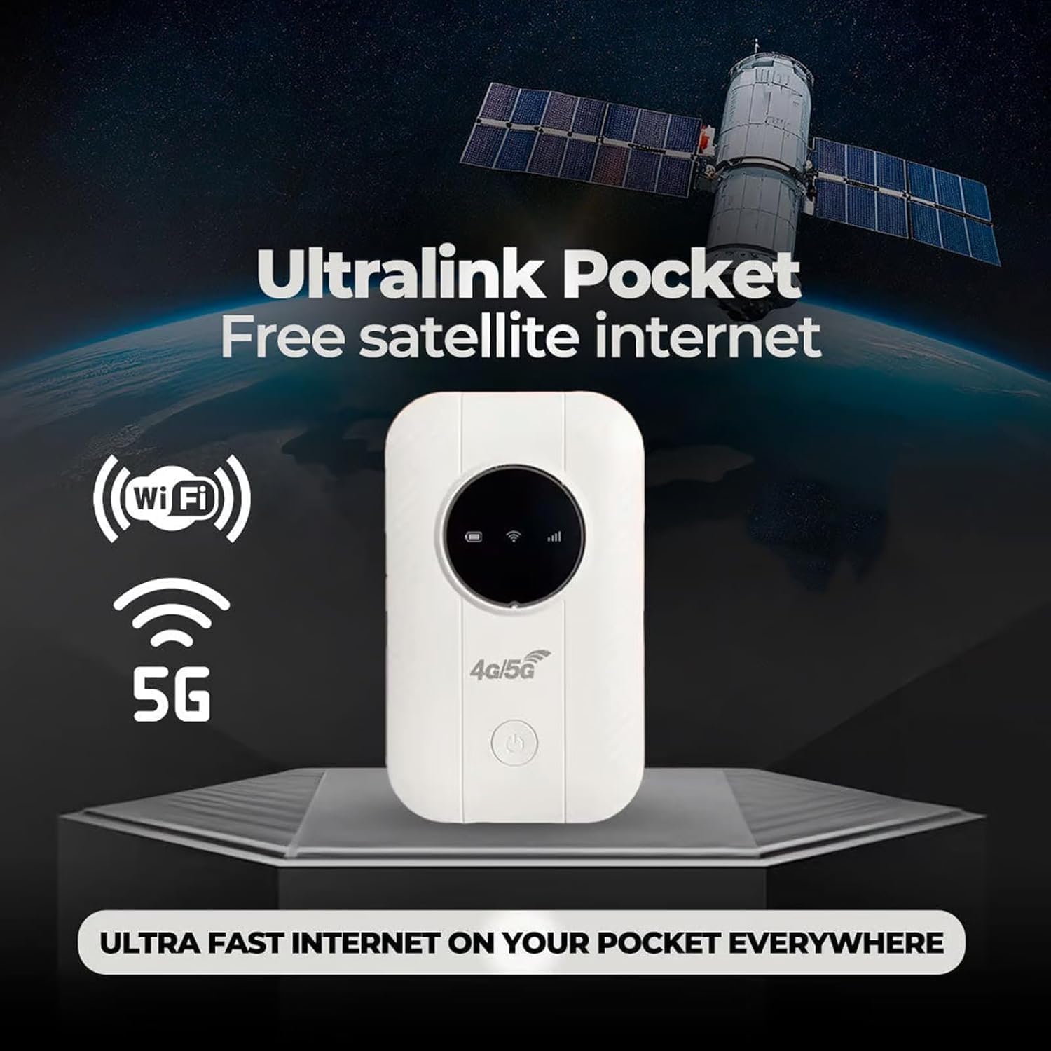 WiFi Satellite Portable, WiFi Portable, 5g Vitesse Internet Satellite Illimité, Free WiFi Pocket, Haut DéBit Et Intelligence pour Tout Lieu
