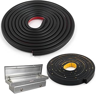 Pangda 2 Pack Toolbox Weather Seal Gasket Self Adhesive Seal Strip 2.5 Meters Flat Rubber Tool Box Gasket 4.6 Meters Spherical Weatherstrip for Most Truck Toolboxes Accessories