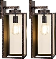 Vista 16 de BesLowe - Paquete de 2 lámparas de pared para exteriores, faroles impermeables y modernos, dispositivos de iluminación para porche, con casquillo