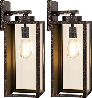 Large Size Outdoor Wall Light Fixtures, Exterior Lighting Fixtures Porch Sconces Wall Mounted, Waterproof Outdoor Wall Lanterns, Outside Lights for House Patio Front Door Entryway, Distressed Brown