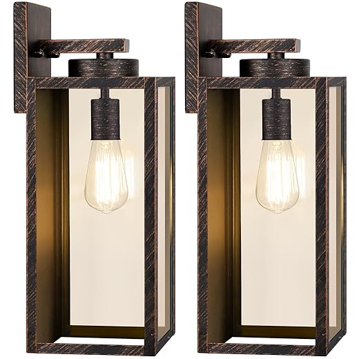 Large Size Outdoor Wall Light Fixtures, Exterior Lighting Fixtures Porch Sconces Wall Mounted, Waterproof Outdoor Wall Lanterns, Outside Lights for House Patio Front Door Entryway, Distressed Brown