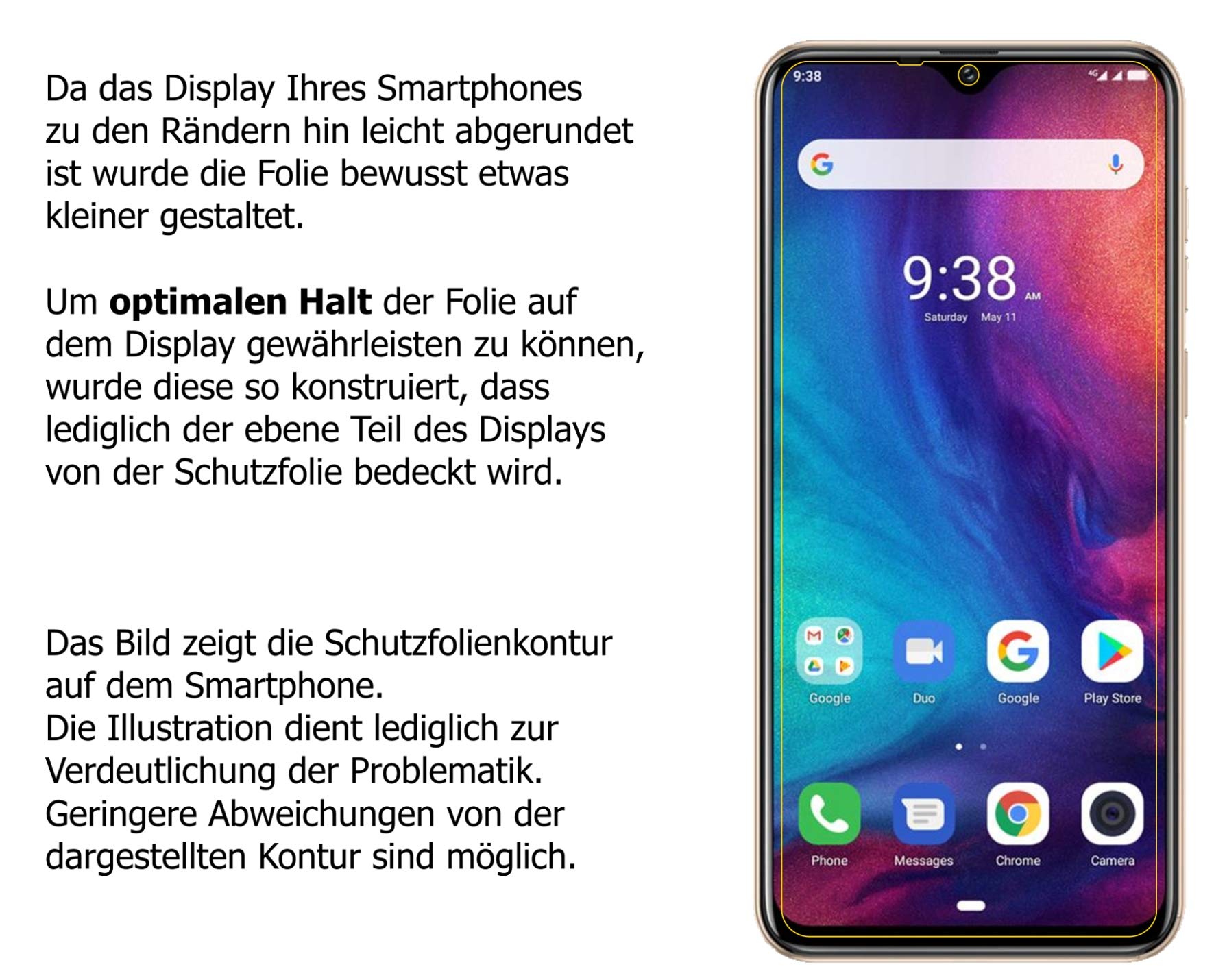 3x Pellicola per Ulefone Note 7 protettiva, rivestimento al 100%, Protezione