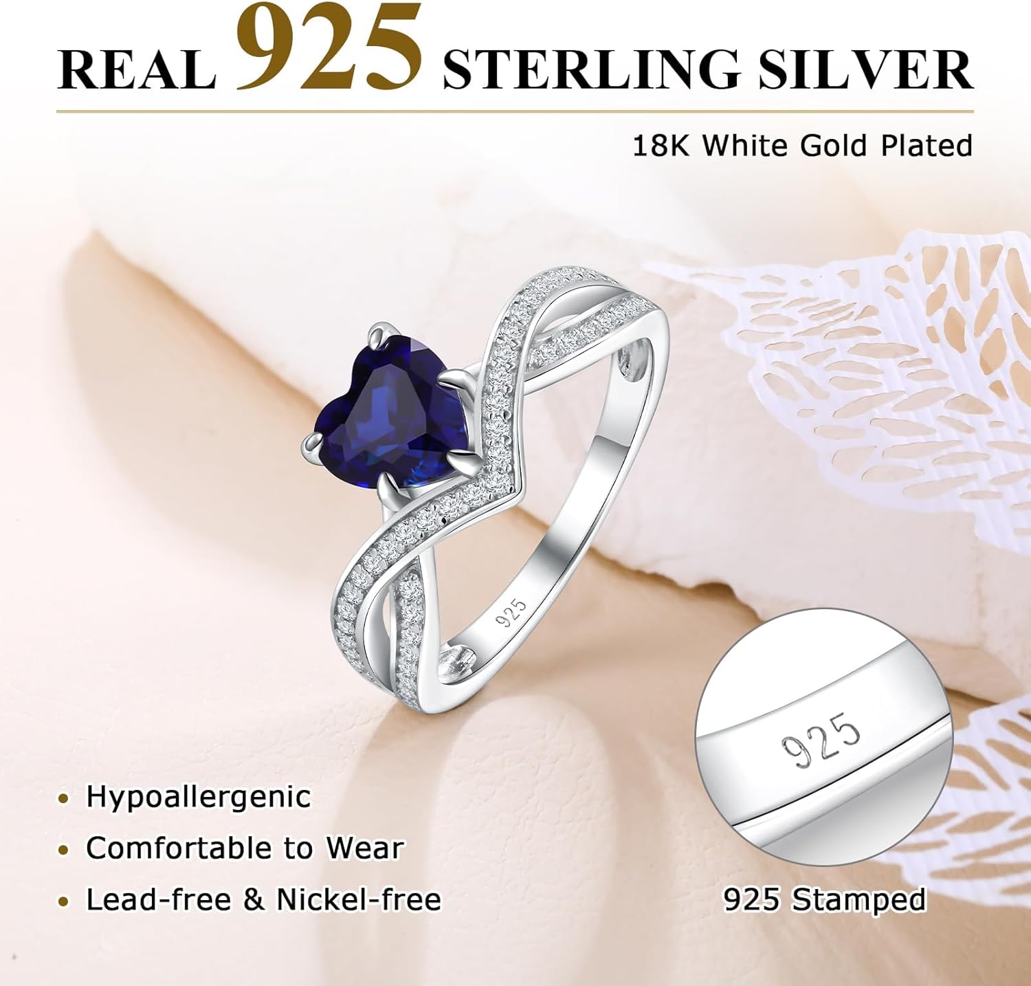Moissanite Engagement Ring, Heart Solitaire Ring, Sterling Silver Radiant Cut Created Diamond Promise Ring in Heart/Pear/Princess/Round Shape, Size 6-10
