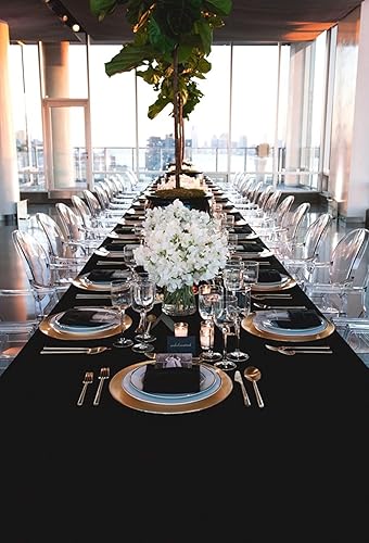 Miniatura 6 de Paquete de 12 manteles rectangulares negros para mesas rectangulares, resistentes a las manchas y a las arrugas, mantel de poliéster lavable de 90 x