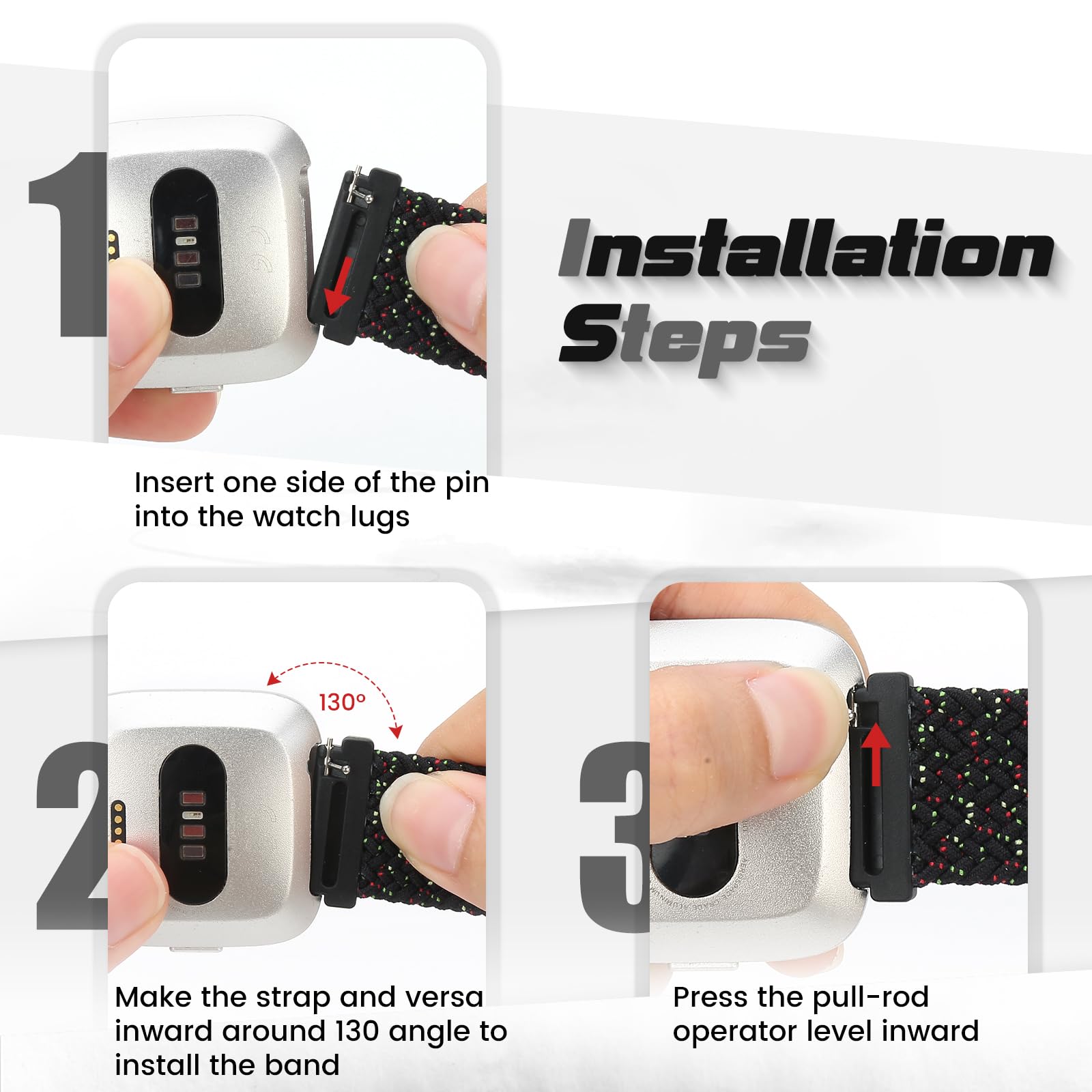 Bcuckood Braided Strap Compatible for Fitbit Versa 2/Versa Lite/Versa SE - Image 4