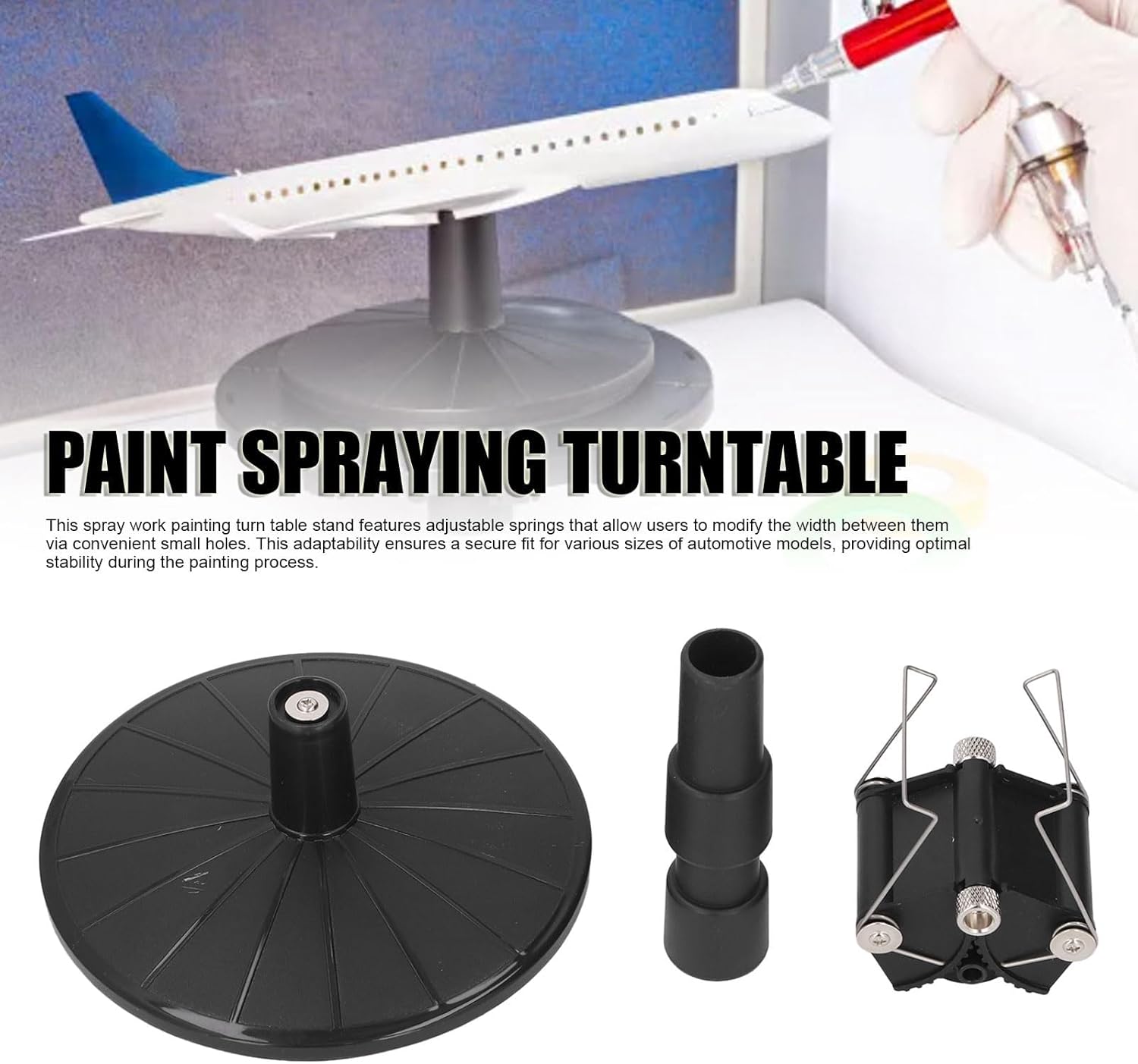 Spray Work Painting Stand, Adjustable Height and Width Painting Turntable Base Holder ABS Body Shell Coloring Fixed Bracket for DIY Model Car