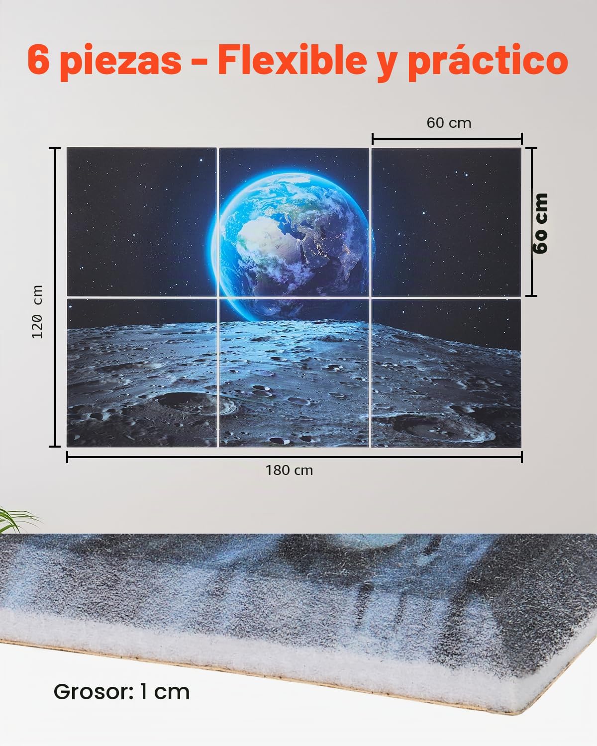 VEVOR Paneles Acústicos Artísticos, 6 uds, 600 x 600 x 10 mm, Baldosas de Pared Insonorizadas, Absorbentes de Sonido Decorativos Autoadhesivos para el Hogar, Oficina, Estudio, Teatro, Tierra