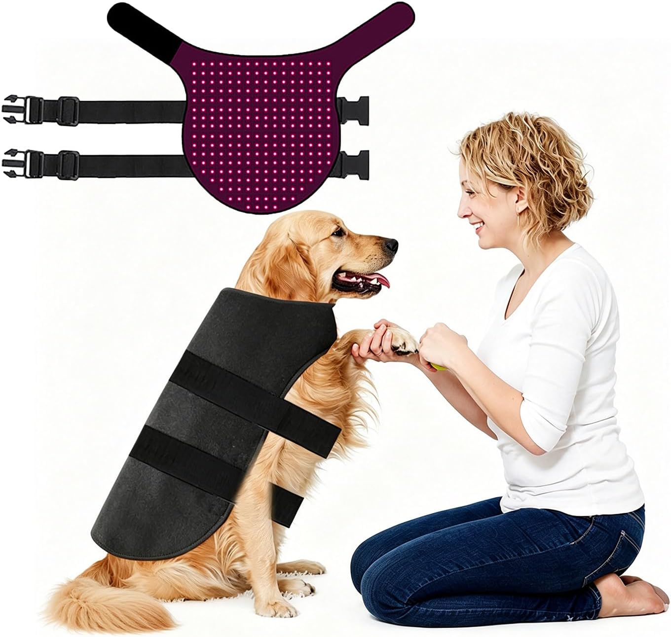 GOURIXIN Portable LED Red Light Device Coat for Pets, 470nm+660nm+850nm
