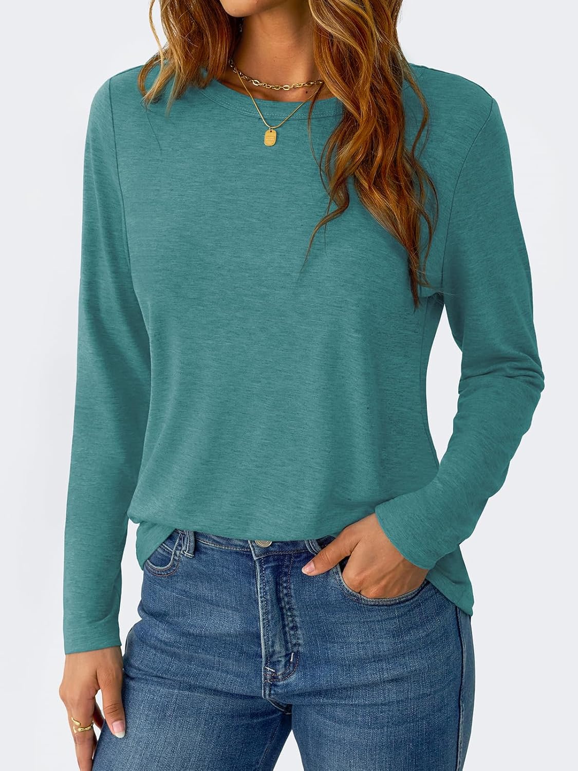 Women's Long Sleeve Shirts Casual Crewneck Tops Fall Fashion Soft Basic Tee for Work Business 2026 - Image 6