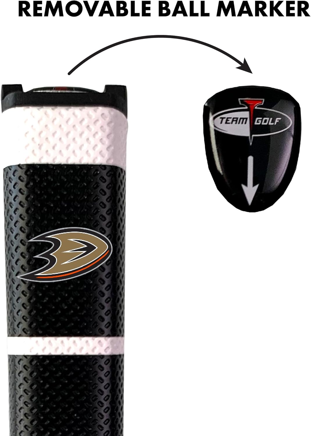 Team Golf NHL Anaheim Ducks Golf Putter Grip Golf Putter Grip with Removable Gel Top Ball Marker, Durable Wide Grip & Easy to Control