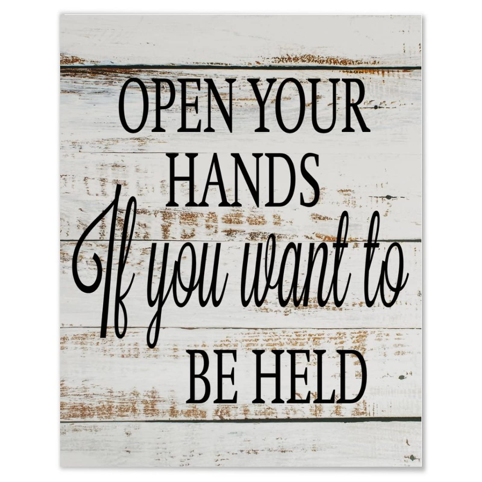 Panneau en bois Open Your Hands pour une déco murale positive et inspirante
