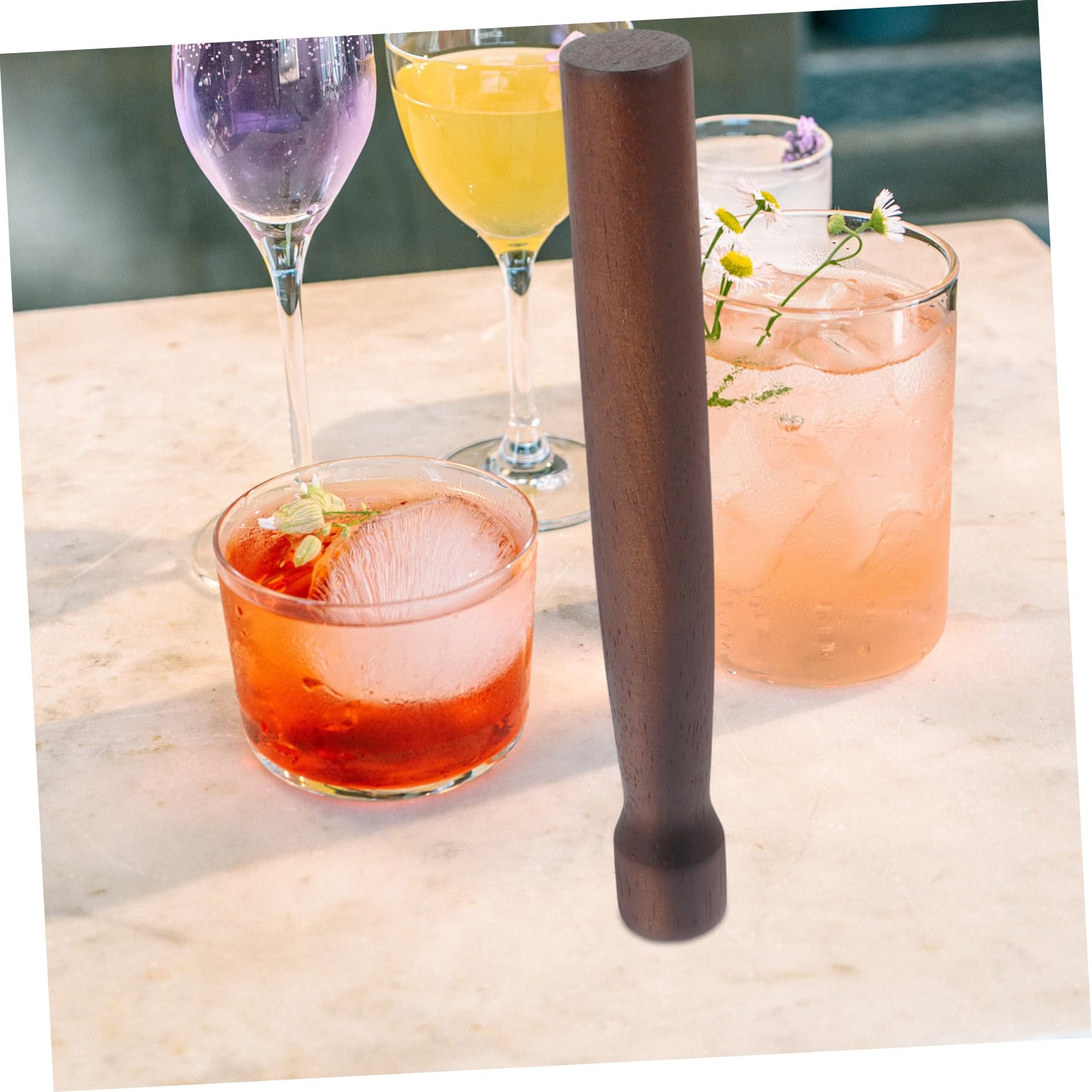 PHENOFICE Wooden Muddler for Cocktails Pressing Stick Bar Blender Tool Ice Safety Picks Wooden Fruit Grinder Random Style