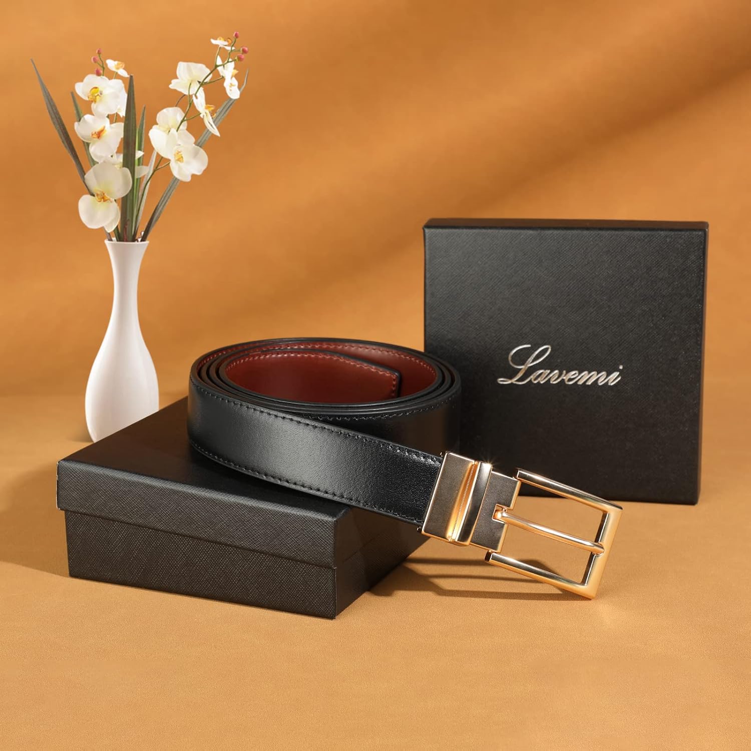 Lavemi Mens Belt Reversible 100% Italian Leather Dress Casual,One Reverse for 2 Colors,Trim to Fit - Image 6