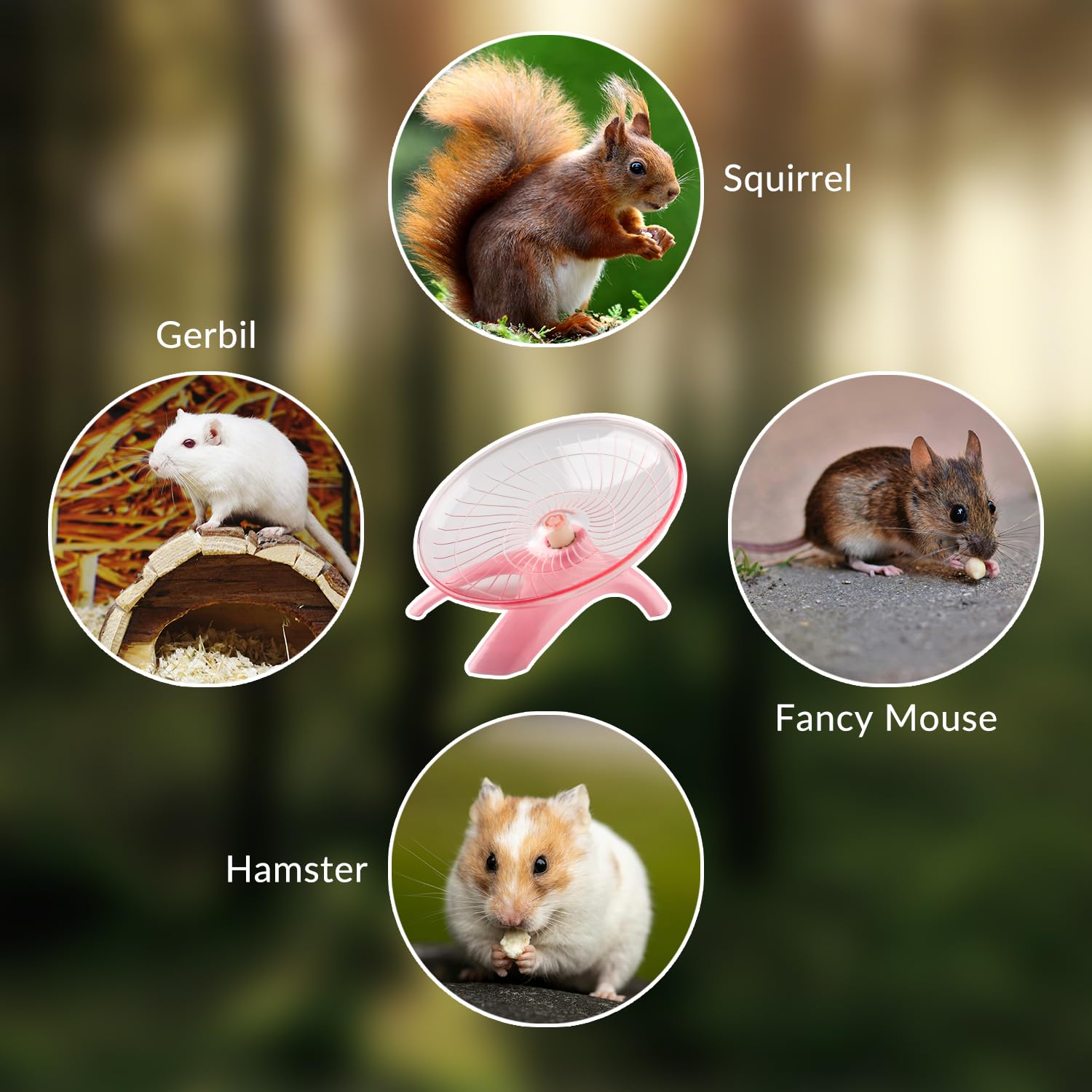 Bojueshaw Silent Hamster Wheel,Flying Saucer Exercise Wheel,Ultra Quiet Running Spinner for Syrian,Guinea Pig,Chinchilla,Pet Mice(Pink) - Image 4