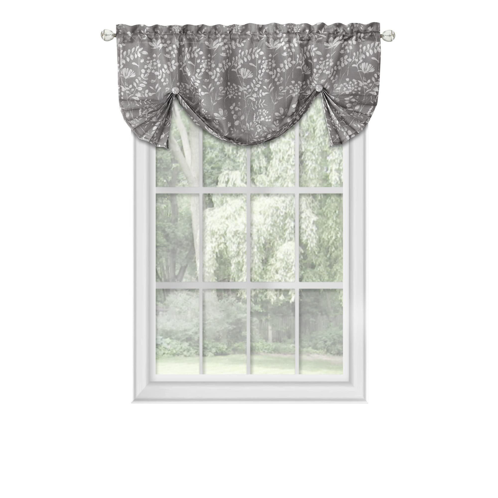 Achim Charlotte Grey Pencil Pleat Valance, 52 x 17, Model CHPRVLGY06