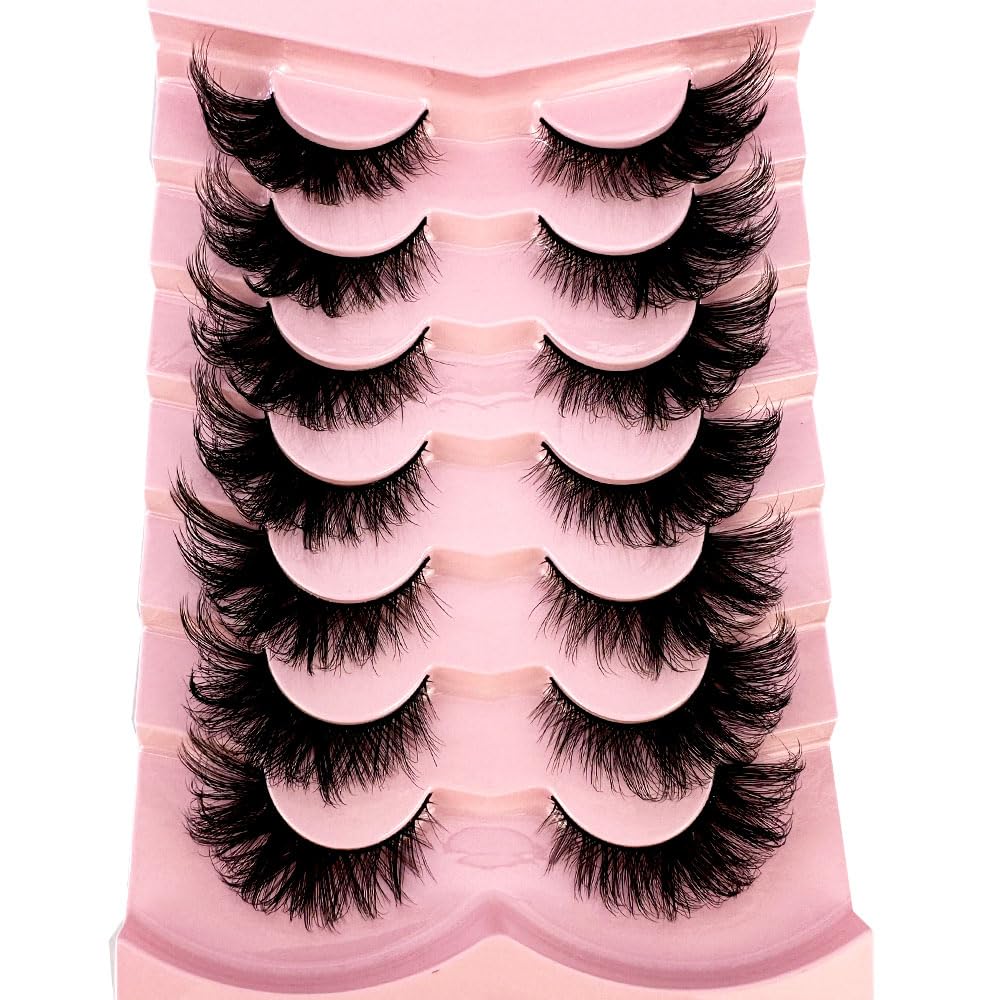 HBZGTLAD 3d Fluffy Mink Lashes Eyelashes Thick Long Faux Mink Eyelashes Long Lasting Dramatic Cat Eye Lashes 5D Volume lashes Extension (015)