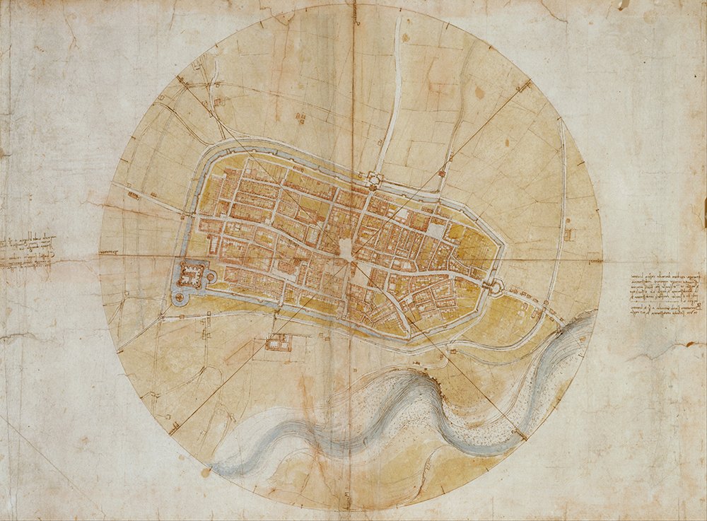 Plano de Imola de Da Vinci           impreso en lámina mate sin reflejos incómodos