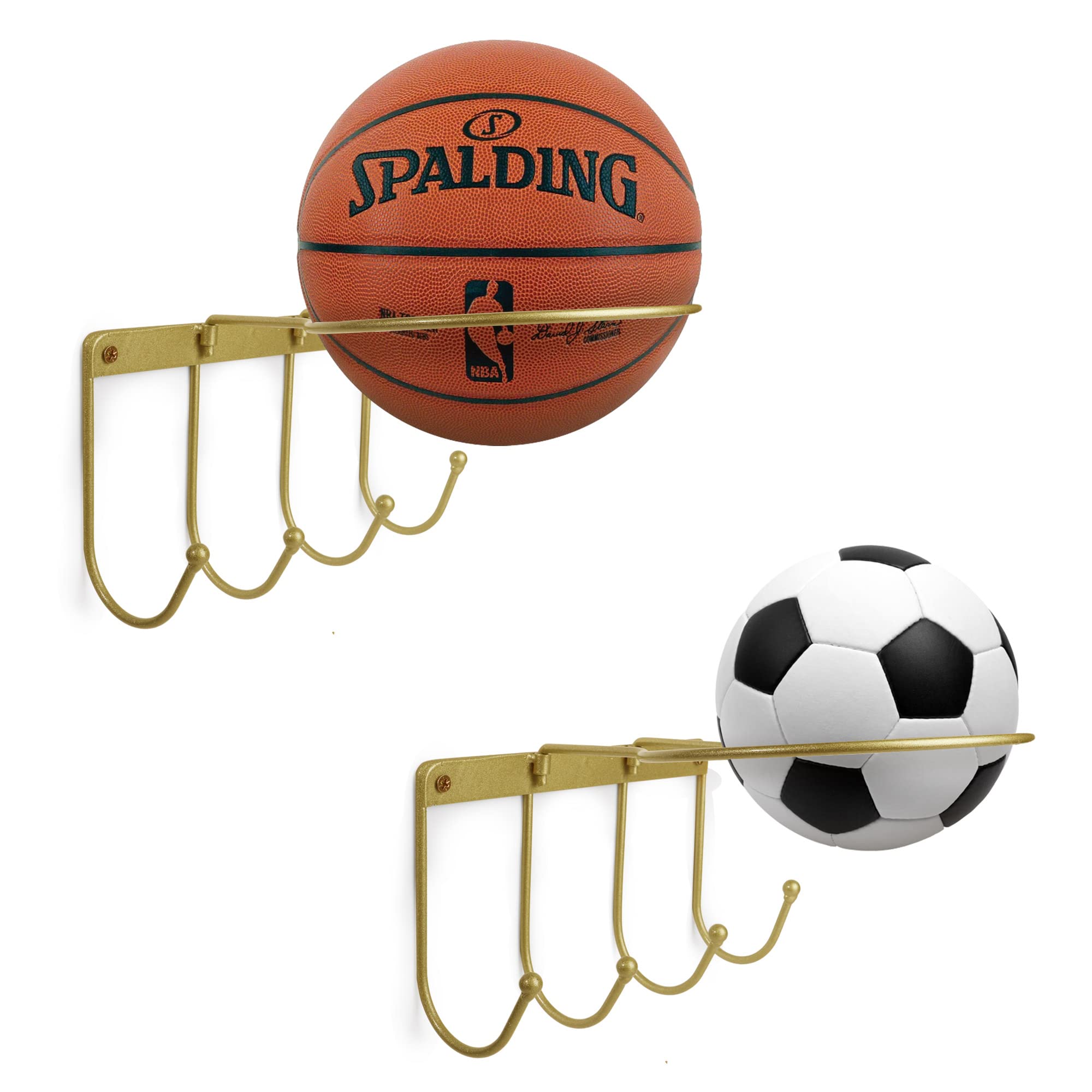 Football Stand CyanCloud 4-Pack Ball Holder Stand - Wall Mount Rack For ...