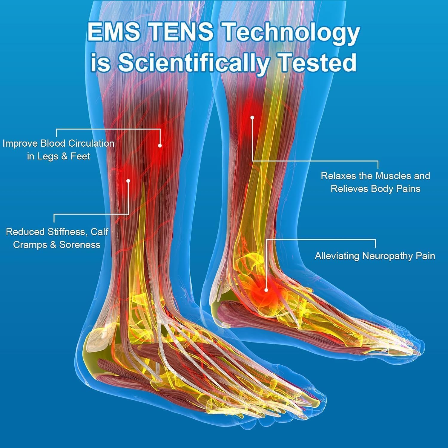EMS Foot Stimulator Pro +, EMS Foot Massager for Neuropathy Foot Massager for Circulation and Pain Relief with TENS Unit Muscle Stimulator for Feet Body - Image 5