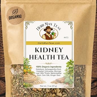 KIDNEY HEALTH TEA to improve your kidney function with Gokshura, Horsetail, Marshmallow Root, Corn Silk & Milk Thistle Premium Organic Loose Leaf Tea, Non-GMO, No Additives Made by Master Herbalist