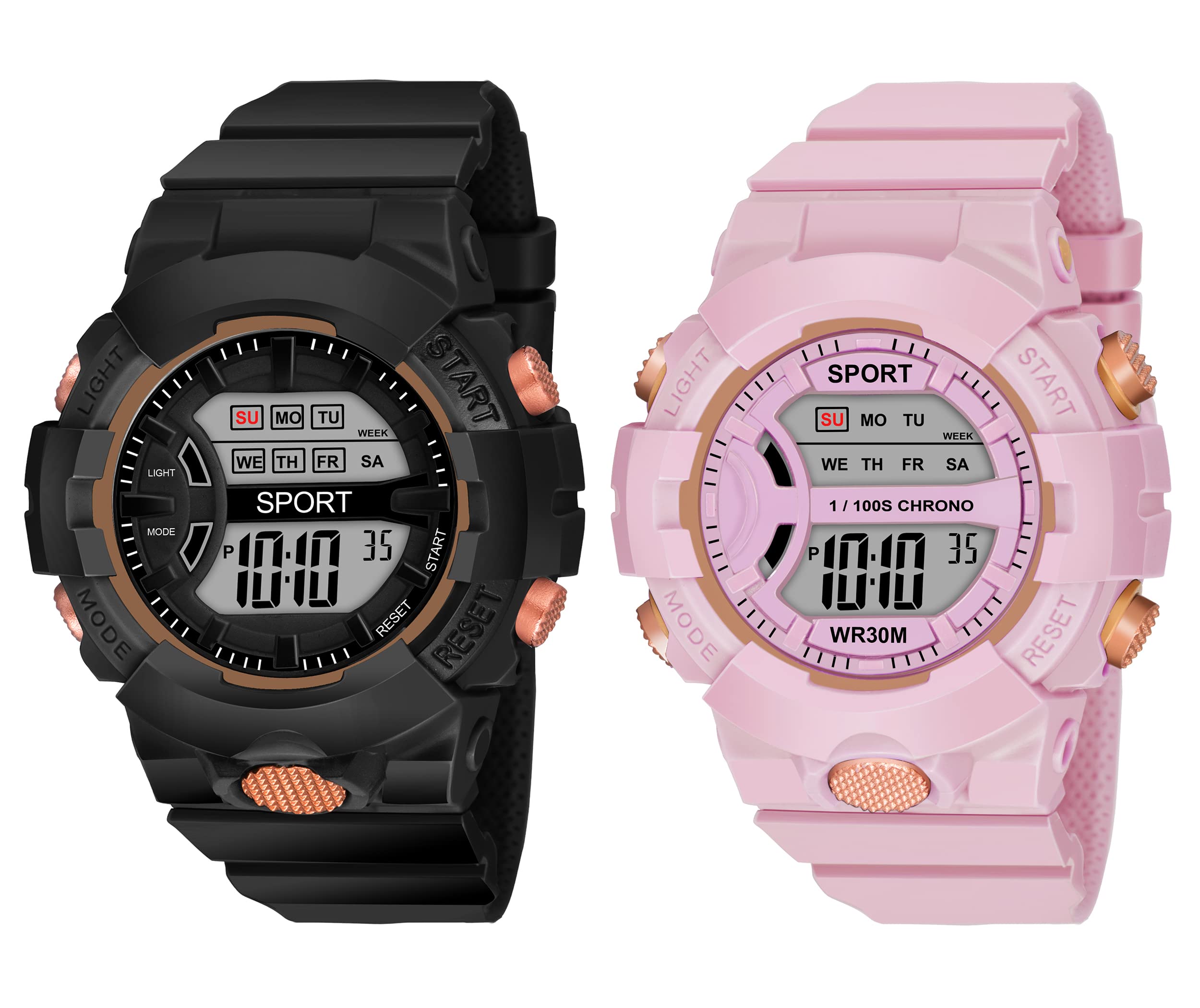 The Shopoholic Digital Black Pink Day Date Time Week Month Dial Premium Plastic Strap Combo Watches for Boys and Watch for Men (B0B577LFCN) Amazon Price History, Amazon Price Tracker