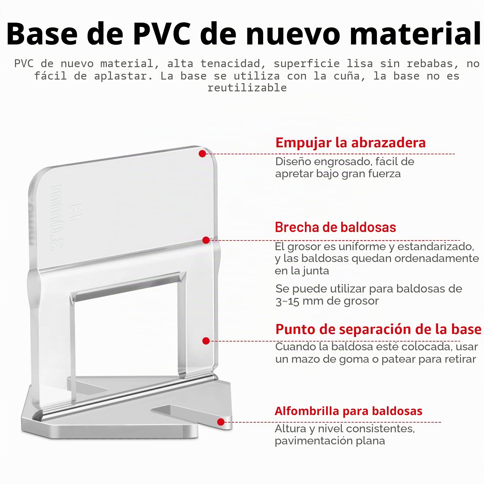 Clips Espaciadores de Nivelación 400 Piezas 3 mm Nivelador de azulejos Desechable Lengüetas de Nivelar Azulejos Para La InstalacióN de Azulejos de CeráMica