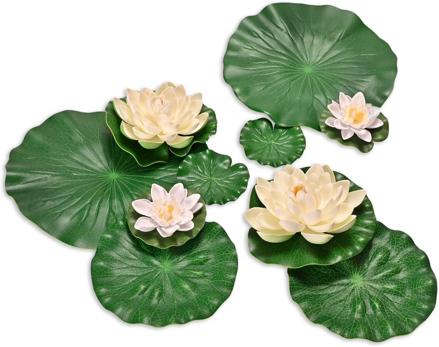 MONT PLEASANT Fake Lily Pads, 10 PCS Artificial Lotus with Water Lily
