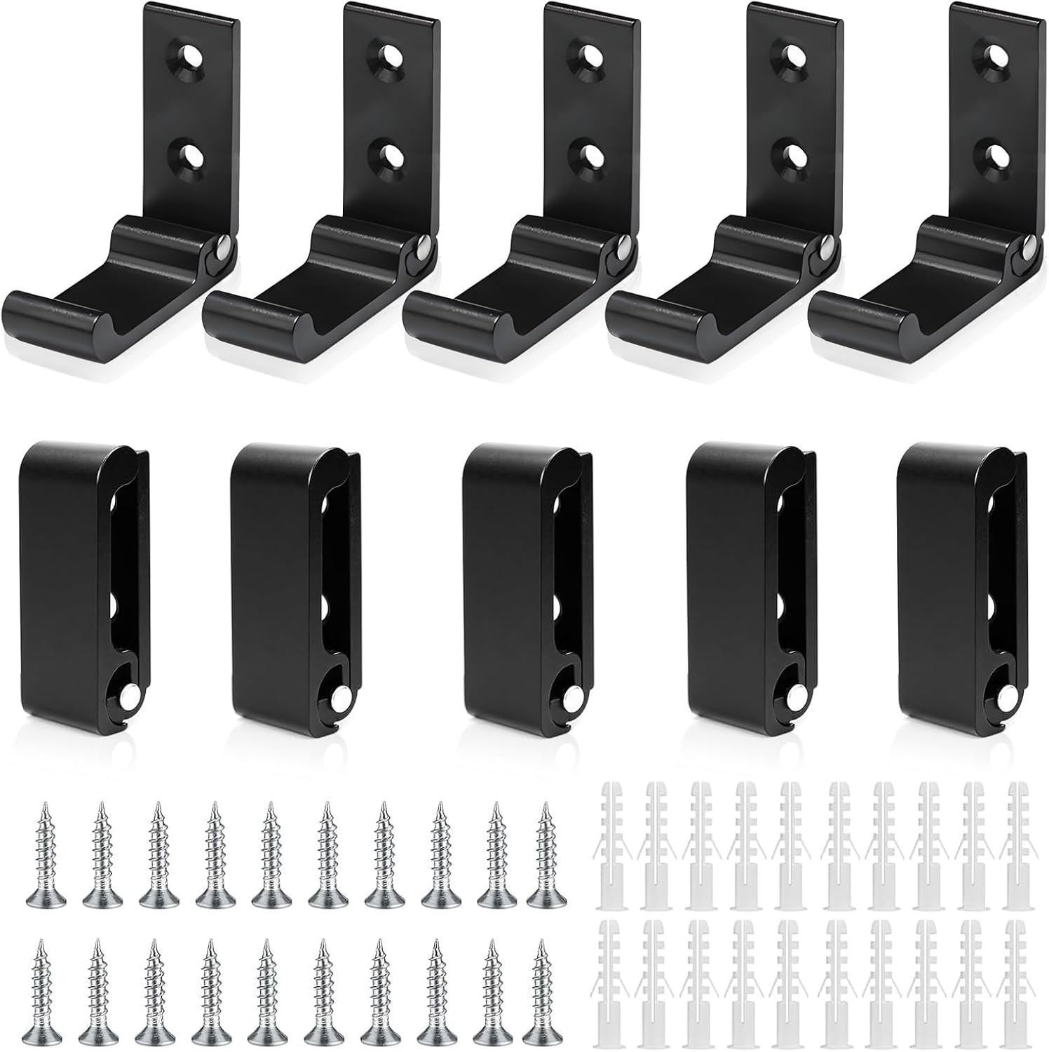 YUDAWN Pack of 10 Foldable Wall Hooks Folding Hooks Black Foldable Coat Hooks Made of Aluminium Alloy Coat Hooks Wall Mount with Bounded and Screws for Bedroom Living Room 5 x 5 cm