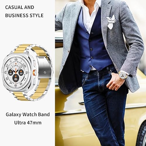 Vista 158 de GOLDTOLUCK No Gap Stainless Steel Band Compatible with Samsung Galaxy Watch 8 7 6 5 4 Classic FE Pro Ultra 40mm 44mm 46mm 43mm 47mm 45mm 42mm