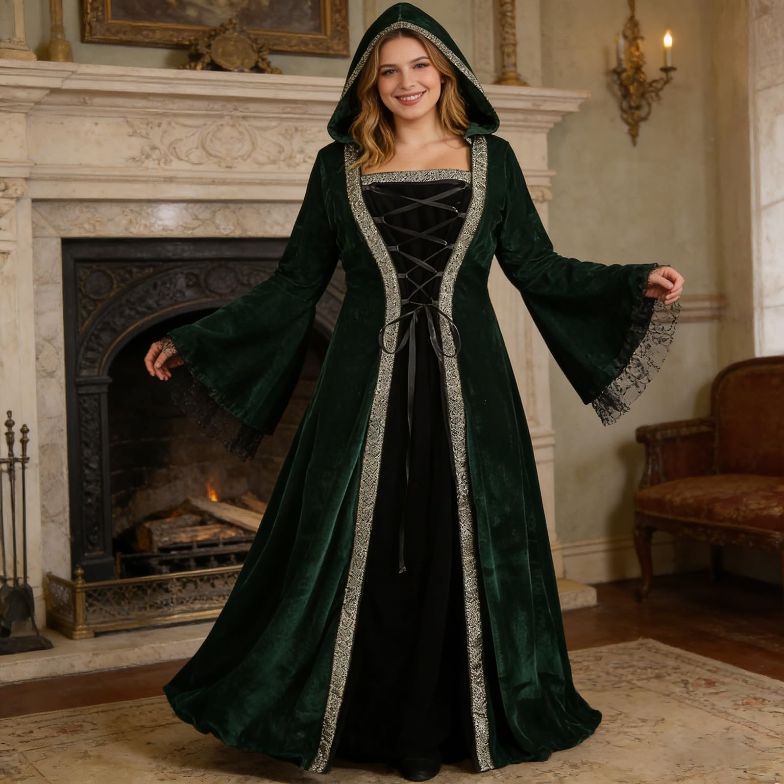 Elegante abito medievale per giochi di ruolo storici e cosplay