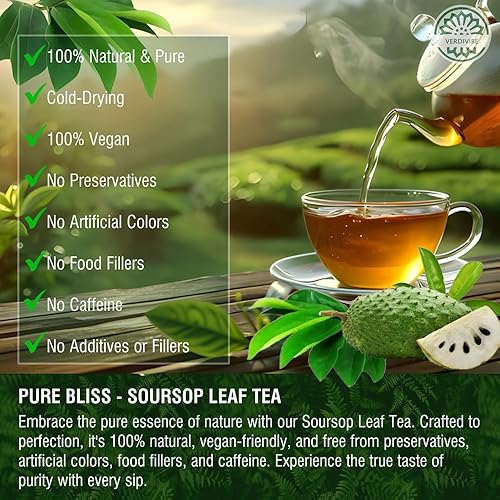 Miniatura 4 de Té de Hoja de Guanábana  60 Bolsas Sin OGM - Hojas de Guanábana (Graviola) Recolectadas a Mano, Bebida Herbal Sin Cafeína, Sobres Sin Plástico,