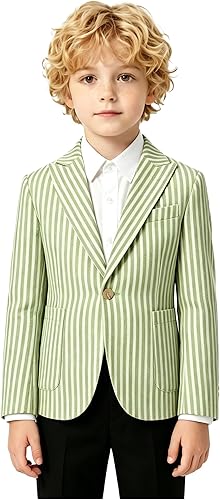 Boys Blazer Slim Suit Coat Formal Suits Jacket Casual Dresswear Apple Green Scho