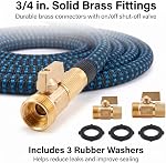 Garden Hose 25Ft Expandable Flexible Retractable Hose with Triple Layer Latex Core 3/4" Solid Brass Fittings 3750D Extra Strength Fabric 8 Function Nozzle, Blue
