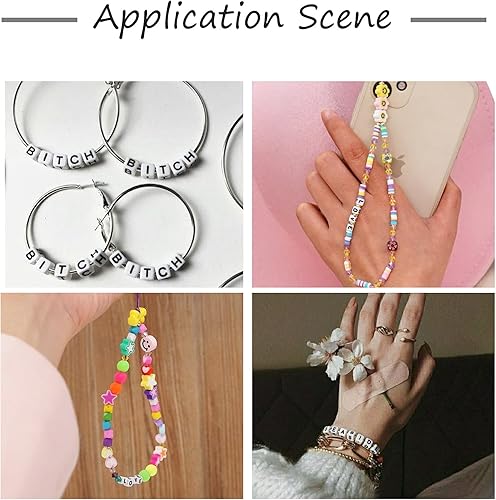 Vista 82 de FASHEWELRY 300 cuentas de letras acrílicas blancas de 0.236 x 0.236 pulgadas (0.236 x 0.236 in), cuentas del alfabeto para hacer pulseras