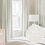 Cream White Linen Full Blackout Curtains for Bedroom Thermal Insulated Energy Saving Window Panels Farmhouse Burlap Texture Drapes for Living Room 2 Panels Set Grommet Top 40"x 84"x2
