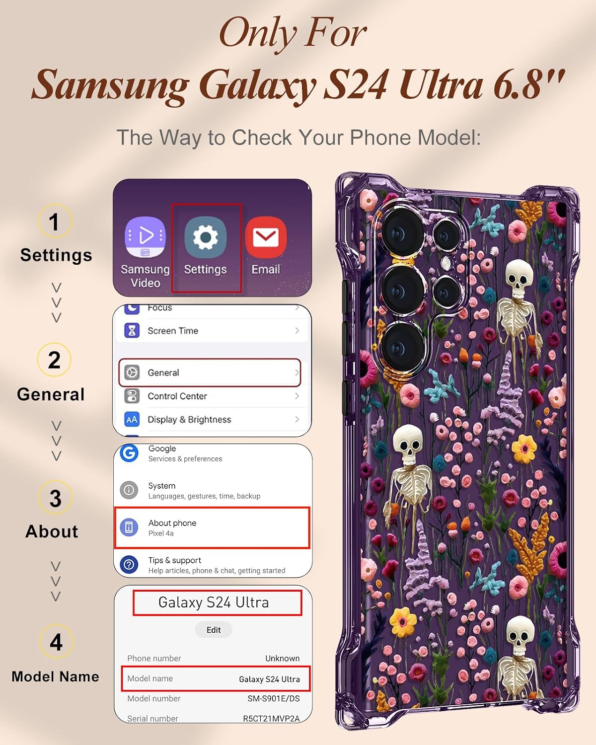 Toycamp for Samsung S24 Ultra Case with Strap for Women - Cute Funny Girls Girly Fashion Skull Flower Design Case with Wrist Lanyards Four Corners Flexible Hang Style image 2