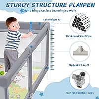 Vista 4 de Baby Playpen, Playpen for Babies and Toddlers, Indoor & Outdoor Playard Kids Activity Center with Mat, Anti-Slip Base, Sturdy Safety Baby Playpen