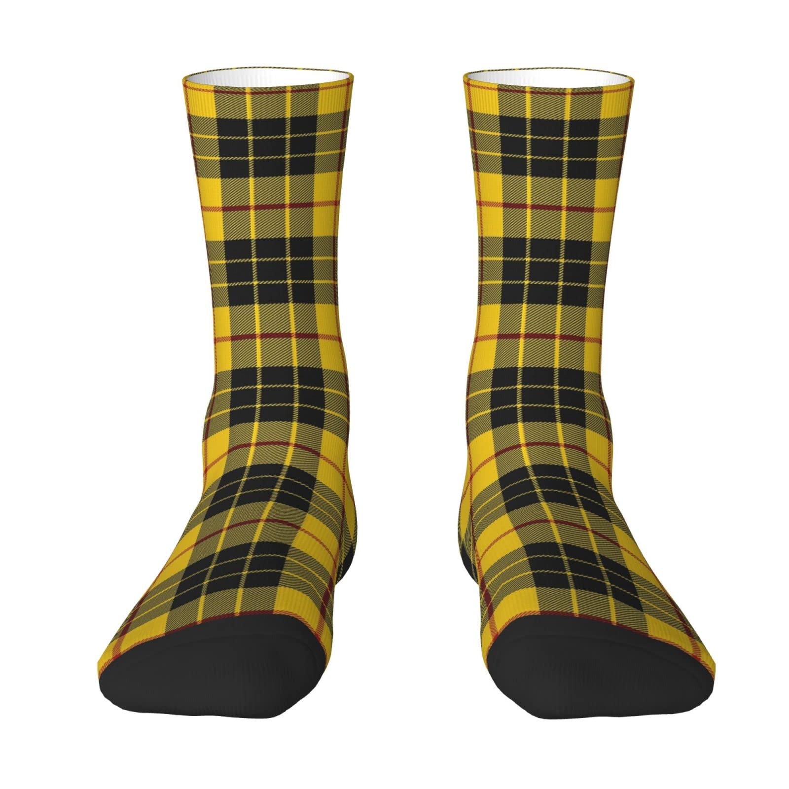 Oudrspo Scottish Clan Macleod Yellow Black Tartan Plaid Men & Women Crew Socks,Tartan Plaid Novelty Fashion Casual Crew Tube Sock Athletic Sports Dress Socks