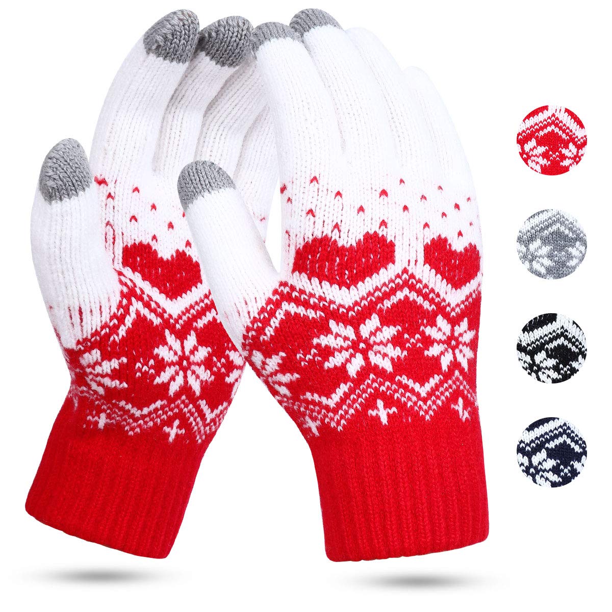 KQueenStar DirectTouch Screen Gloves Women - Ladies Winter Thermal Gloves Knitted Warm Snow Gloves for Women Ladies Outdoor Phone Running Texting