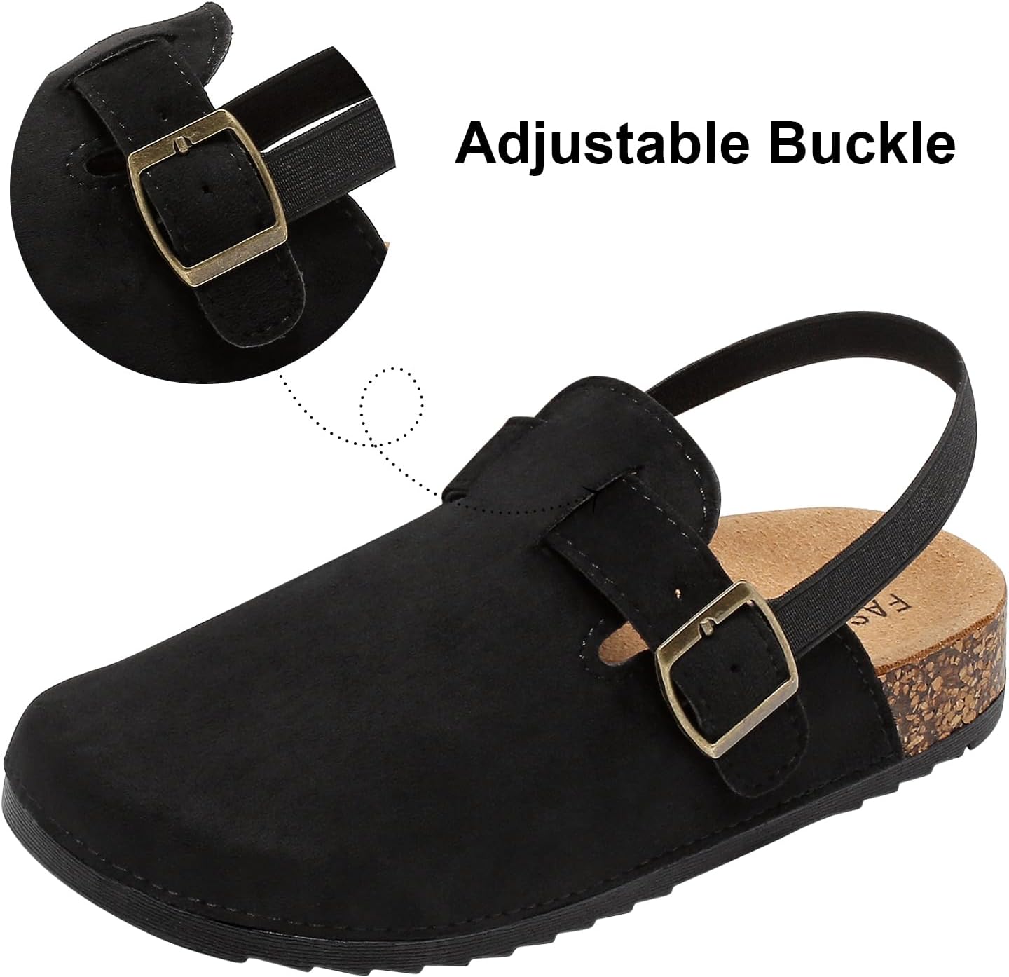 XTJSCBDSH Kids Suede Clogs for Boys and Girls Toddler Cork Footbed Sandals Mules, Potato Shoes with Adjustable Buckle, Slip-on Slippers Indoor Outdoor - Image 4