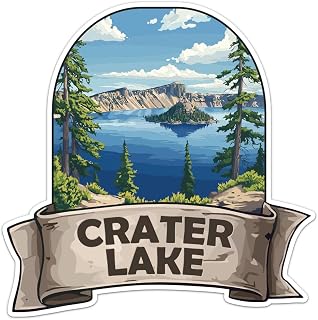 Crater Lake National Park Sticker - Waterproof Vinyl Decal for Car Bumper, Laptop, Luggage, Water Bottle, Phone Cases, Wall, Window, Sticker Size - 5'' Longer Side