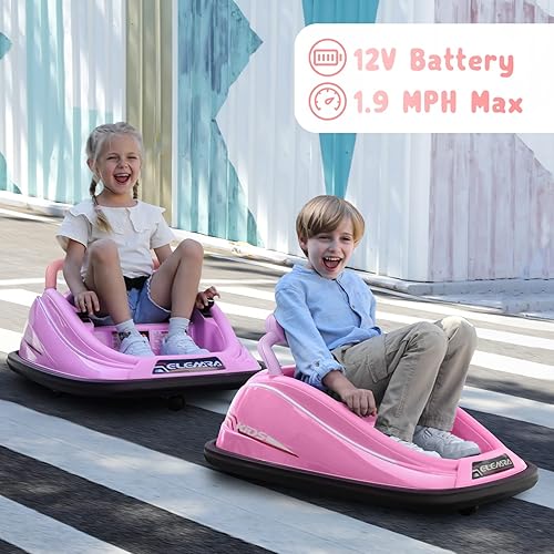 Miniatura 6 de ELEMARA Coche de parachoques para niños pequeños, auto eléctrico de 12 V con 2 modos de conducción, control remoto, cinturón de seguridad, luces LED