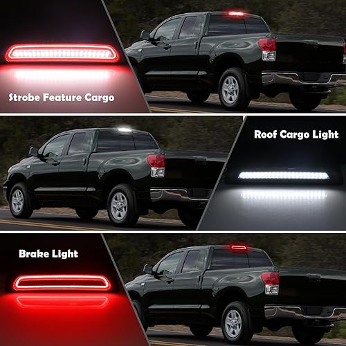 Miniatura 2 de AUYICH Tercera luz de freno LED compatible con Tundra 2007-2021, luz de freno central trasera de montaje alto, lámpara de carga estroboscópica