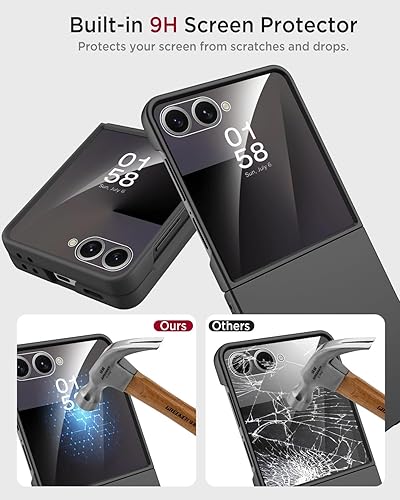 Miniatura 3 de Miimall Funda delgada para Galaxy Flip 7 con protector de pantalla integrado, grado militar, a prueba de golpes, a prueba de caídas, antiarañazos