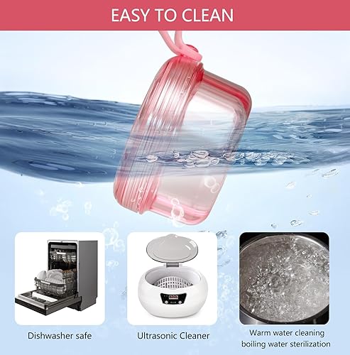 Miniatura 5 de Caja de baño con retención parcial de prótesis dental, sin fugas y antideslizante, para remojo de dentaduras postizas, caja con cesta coladora y