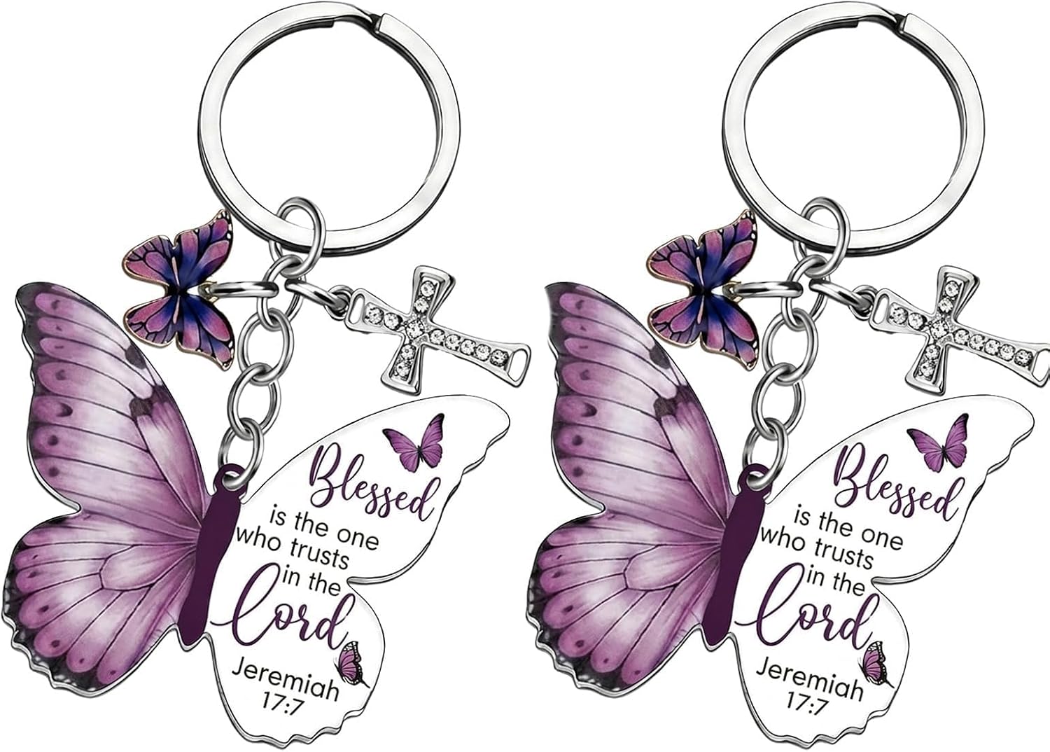 Butterfly Keychain with Geometric Link and Inspirational Tag, Aesthetic Animal Charm Accessory for Women