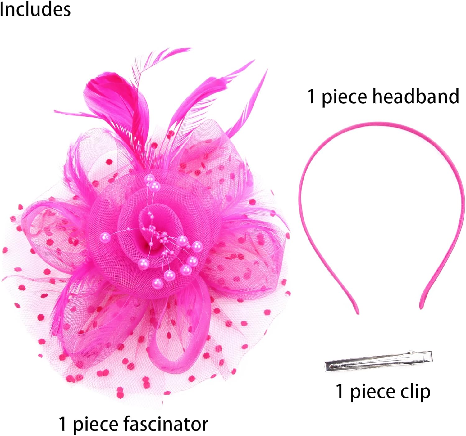 Fascinators Hat Flower Cocktail Lace Mesh Feathers Headband Clip for Women Tea Party Wedding Vintage Derby Hats - Image 5