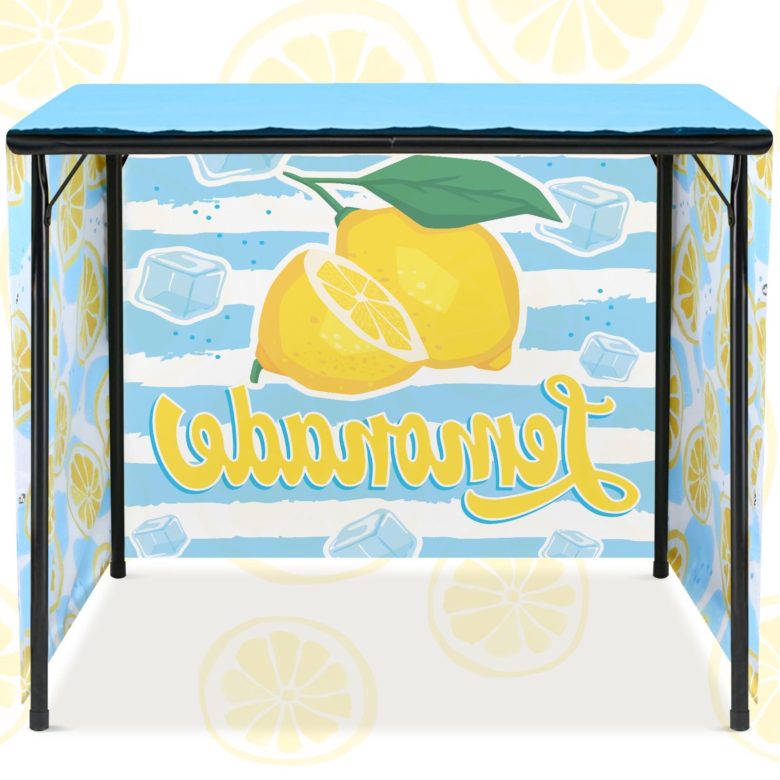 Yiaoyinnz Lemonade Stand Kit for Lemonade Stand Supplies Lemonade Tablecloth Lemonade Table Cover Outdoor Yellow Lemon Business Sign for Folding Card Table Summer Beach Picnic Birthday Party Decor - Image 4
