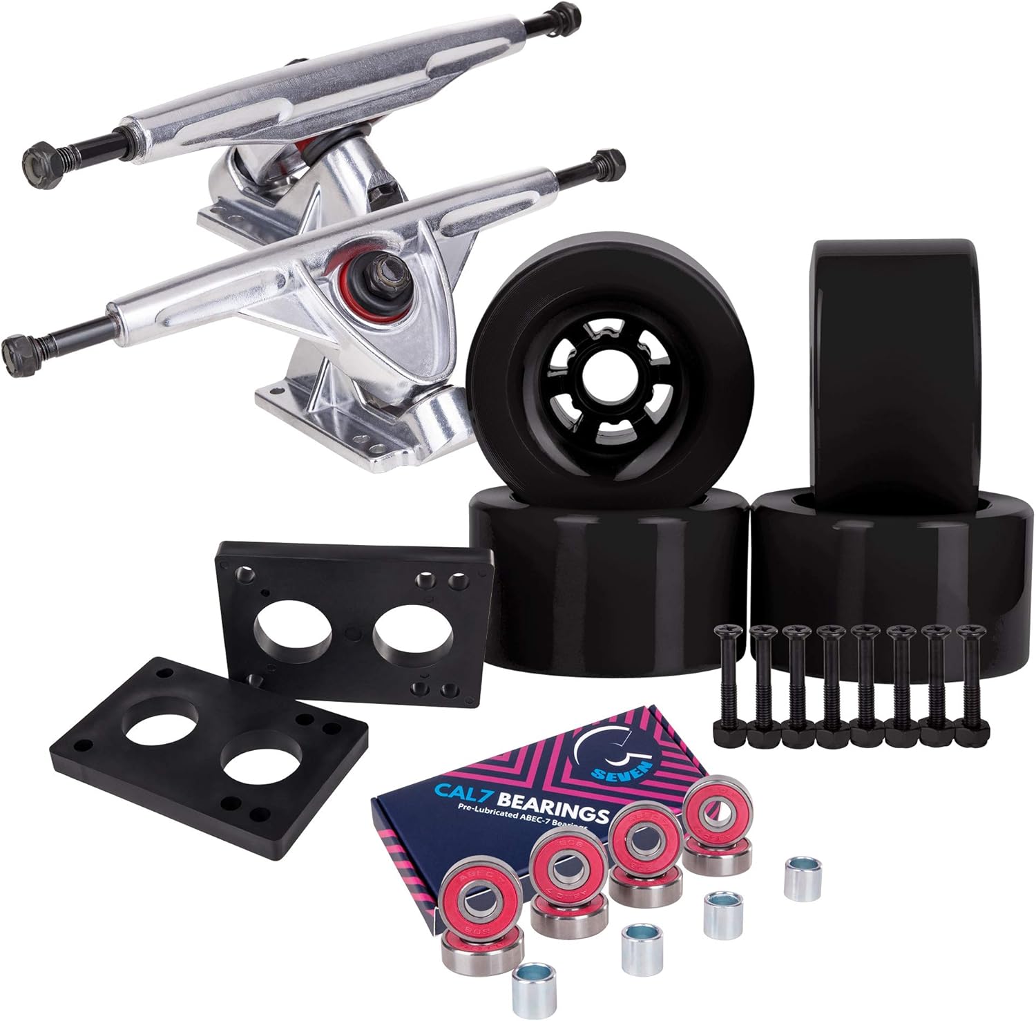 Cal 7 Longboard Flywheel and 180 Truck Combo, 90mm 78A Cruiser Skateboard Wheels
