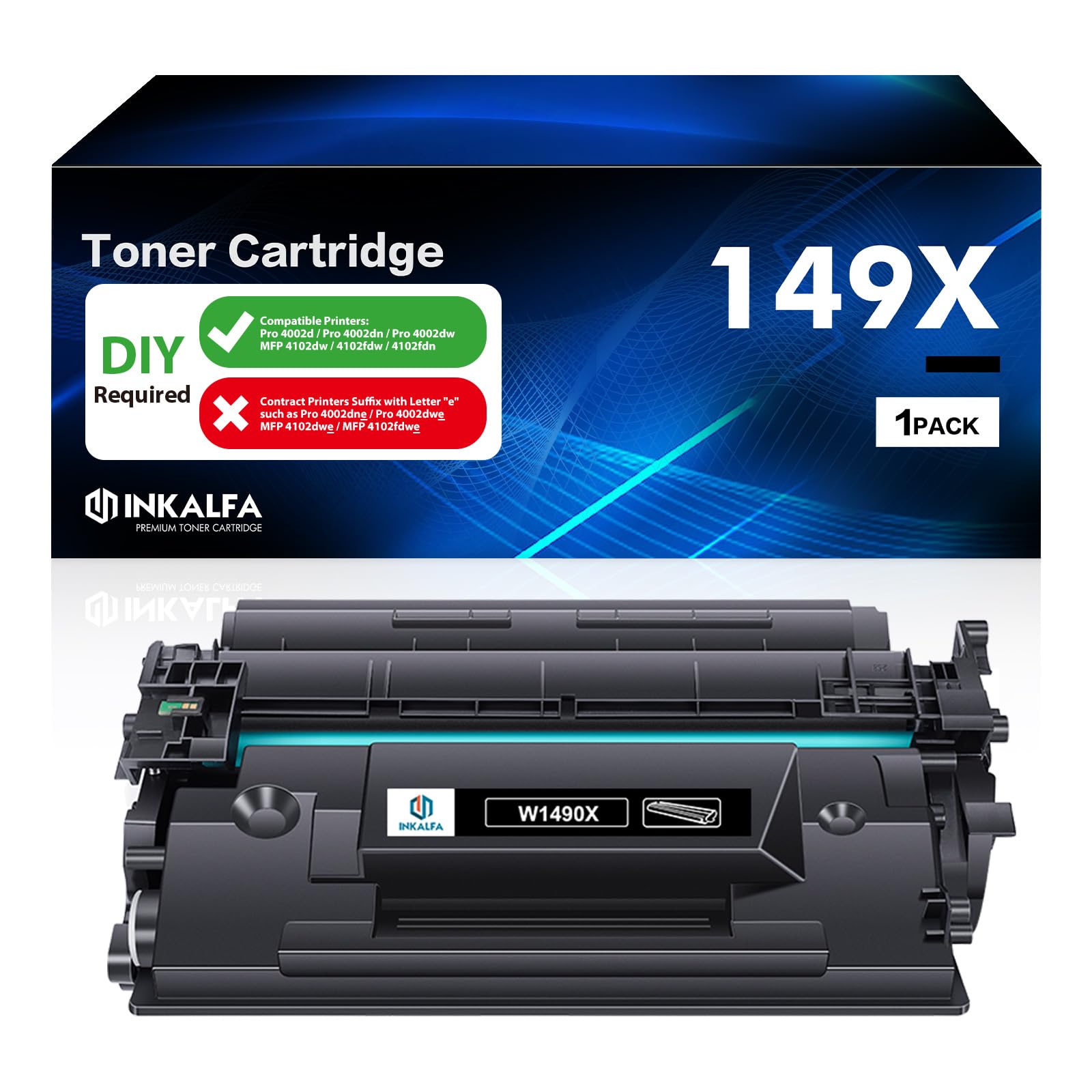 1er-Pack 149X W1490X Toner (Kein Chip) Kompatibel für HP 149X W1490X 149A W1490A für LaserJet Pro MFP 4102fdw 4102dw 4102fdn LaserJet Pro 4002dn 4002dw 4002d - Schwarz